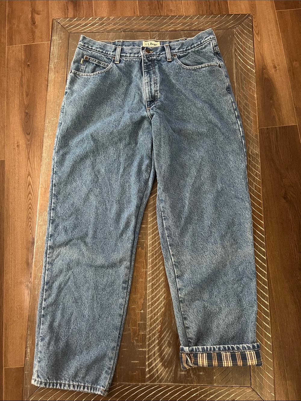 L.L. Bean Men's Medium Blue Relaxed-fit, Flannel Lined Jeans